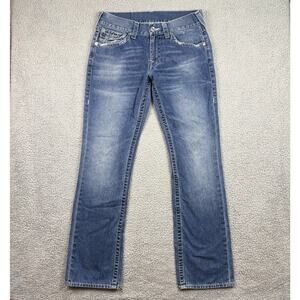 True Religion Jeans Womens 31x32 Blue Y2K Basic Straight Flap Pockets Faded